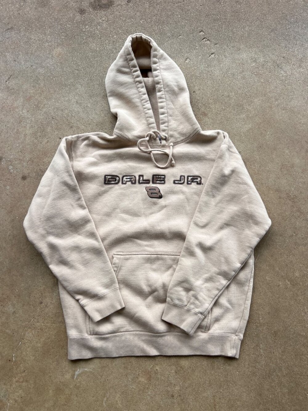 Vintage Dale Earnhardt  Jr. Beige Hooded Sweatshirt  Size M Chase Authentics D4